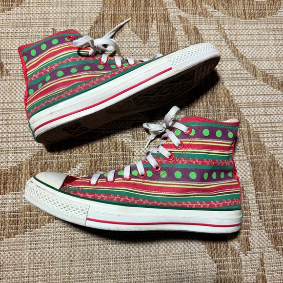 Vintage Converse Chuck Taylor Rare Christmas Holiday Shoes W10 M8 Ribbon design - Picture 9 of 14
